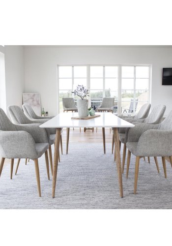 VENTURE DESIGN Polar spisebord - hvit MDF og naturlig metall (180x90)