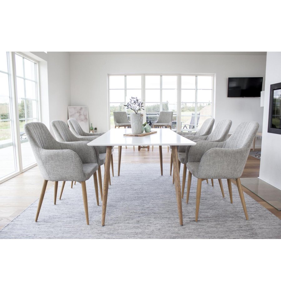 VENTURE DESIGN Polar spisebord - hvit MDF og naturlig metall (180x90)