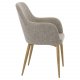 VENTURE DESIGN Comfort spisebordsstol, med armlener - lys gr polyester og naturmetall