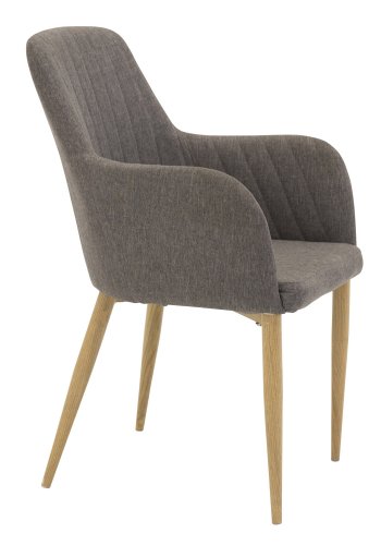 VENTURE DESIGN Comfort spisebordsstol, m. armln - mrkegr polyester og natur metal