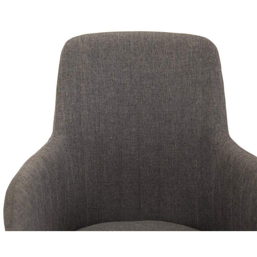 VENTURE DESIGN Comfort spisebordsstol, m. armln - mrkegr polyester og natur metal