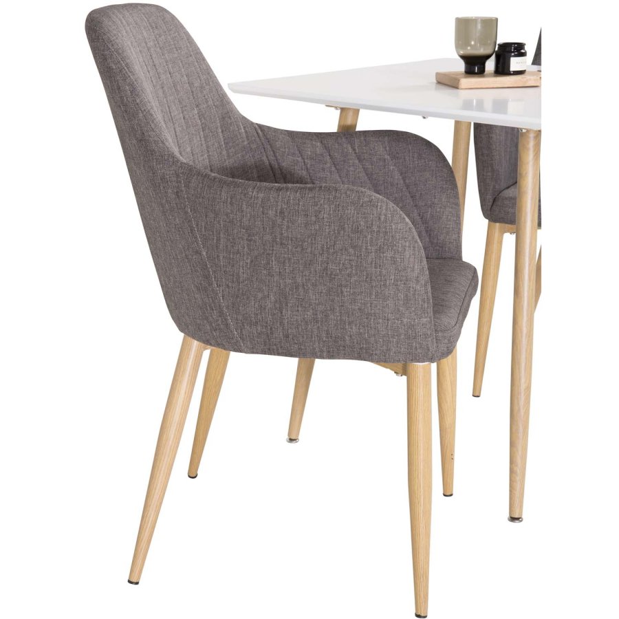 VENTURE DESIGN Comfort spisebordsstol, m. armln - mrkegr polyester og natur metal
