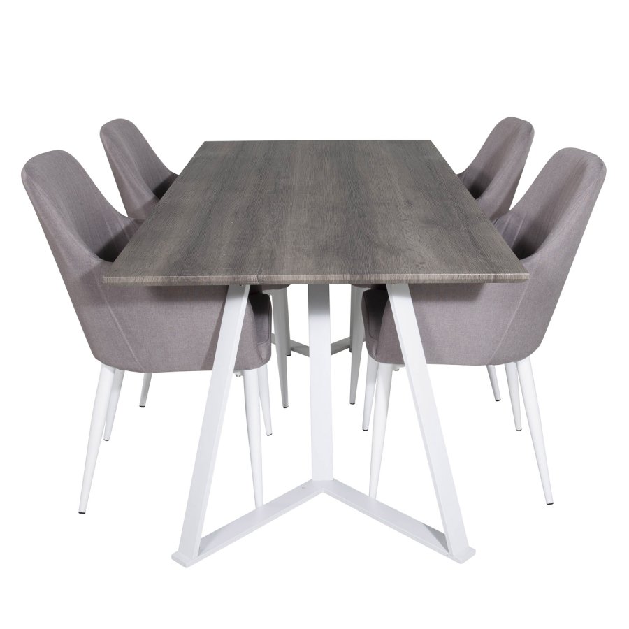 VENTURE DESIGN Comfort spisebordsstol, m. armln - gr polyester og hvid metal