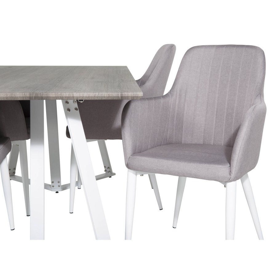 VENTURE DESIGN Comfort spisebordsstol, m. armln - gr polyester og hvid metal