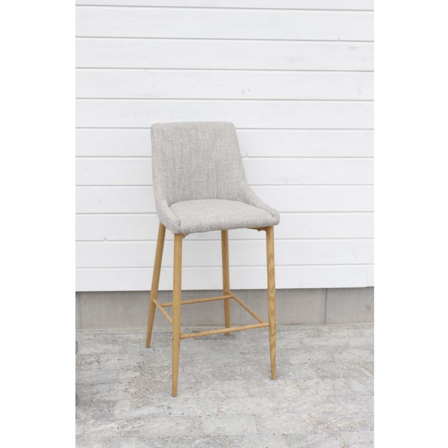 VENTURE DESIGN Plaza barkrakk, med ryggsttte og fotsttte - lys gr polyester og naturmetall