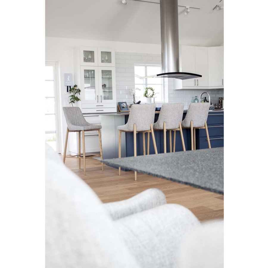 VENTURE DESIGN Plaza barkrakk, med ryggsttte og fotsttte - lys gr polyester og naturmetall