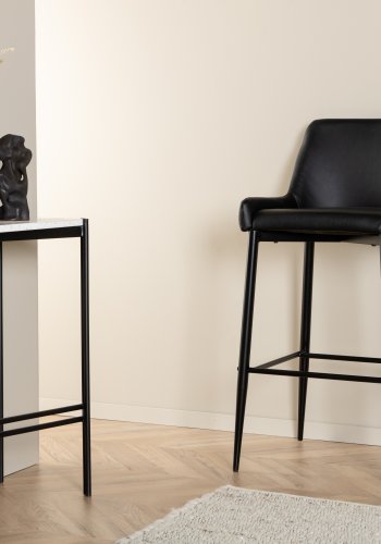 VENTURE DESIGN Plaza barkrakk, med ryggsttte og fotsttte - svart PU/polyester og svart stl