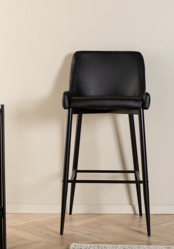 VENTURE DESIGN Plaza barkrakk, med ryggsttte og fotsttte - svart PU/polyester og svart stl