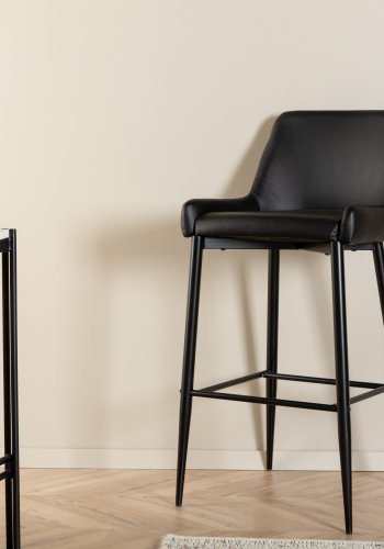 VENTURE DESIGN Plaza barkrakk, med ryggsttte og fotsttte - svart PU/polyester og svart stl