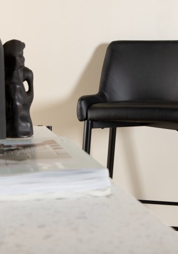 VENTURE DESIGN Plaza barkrakk, med ryggsttte og fotsttte - svart PU/polyester og svart stl