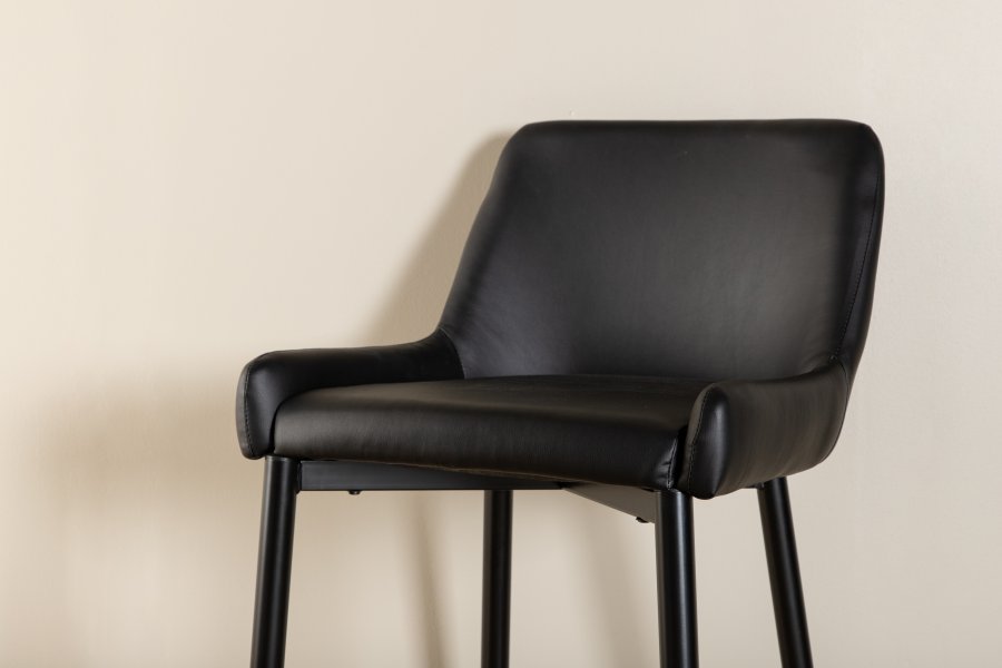 VENTURE DESIGN Plaza barkrakk, med ryggsttte og fotsttte - svart PU/polyester og svart stl