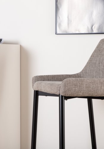 VENTURE DESIGN Plaza barkrakk, med ryggsttte og fotsttte - beige polyester lin og svart stl