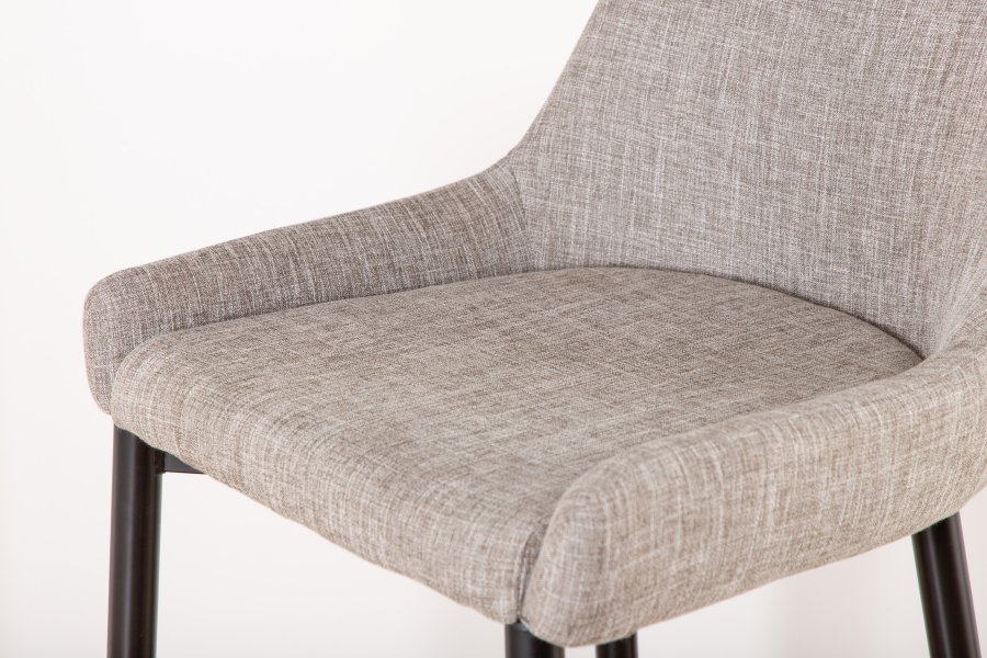 VENTURE DESIGN Plaza barkrakk, med ryggsttte og fotsttte - beige polyester lin og svart stl