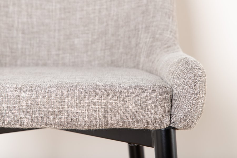 VENTURE DESIGN Plaza barkrakk, med ryggsttte og fotsttte - beige polyester lin og svart stl