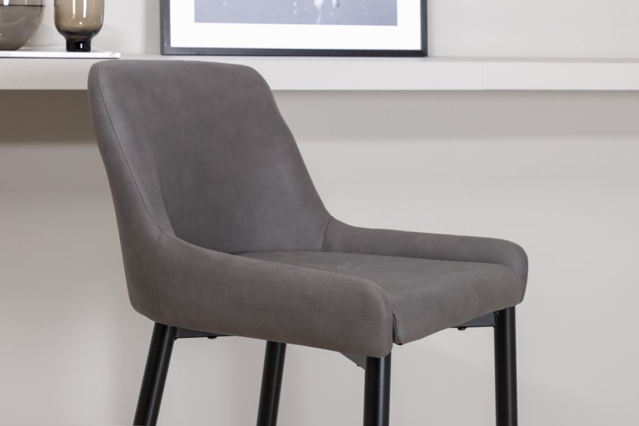 VENTURE DESIGN Plaza barkrakk, med ryggsttte og fotsttte - gr mikrofiber/polyester lin og svart stl