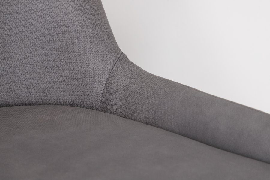 VENTURE DESIGN Plaza barkrakk, med ryggsttte og fotsttte - gr mikrofiber/polyester lin og svart stl