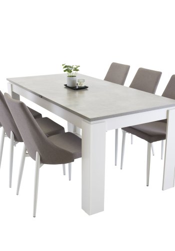 VENTURE DESIGN Leone 2.0 spisebordsstol, m. armln - gr polyester og hvid metal