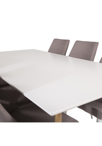 VENTURE DESIGN Leone 2.0 spisebordsstol, m. armln - gr polyester og hvid metal