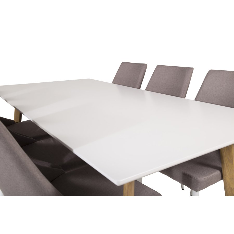 VENTURE DESIGN Leone 2.0 spisebordsstol, m. armln - gr polyester og hvid metal