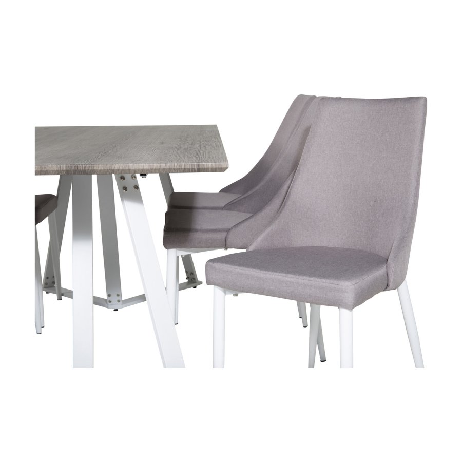 VENTURE DESIGN Leone 2.0 spisebordsstol, m. armln - gr polyester og hvid metal