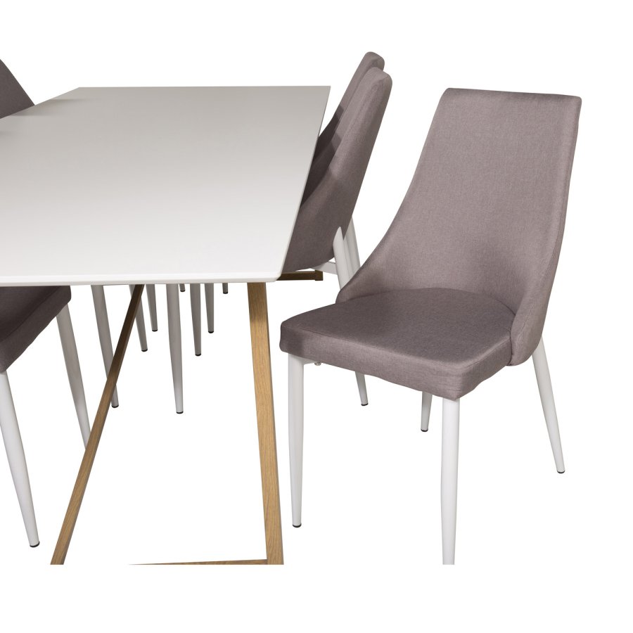 VENTURE DESIGN Leone 2.0 spisebordsstol, m. armln - gr polyester og hvid metal