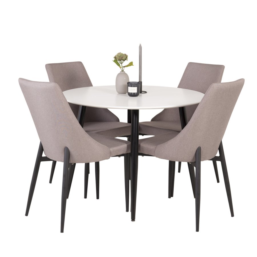 VENTURE DESIGN Leone 2.0 spisebordsstol, med armlener - gr polyester og svart metall