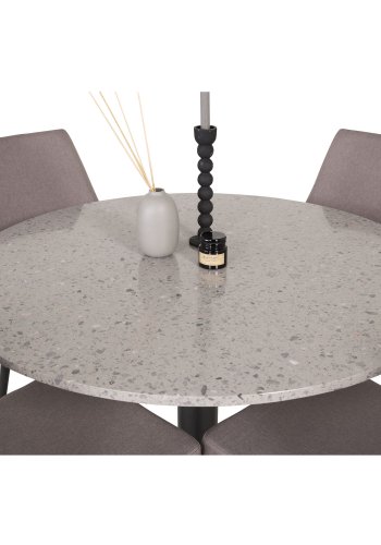 VENTURE DESIGN Leone 2.0 spisebordsstol, med armlener - gr polyester og svart metall