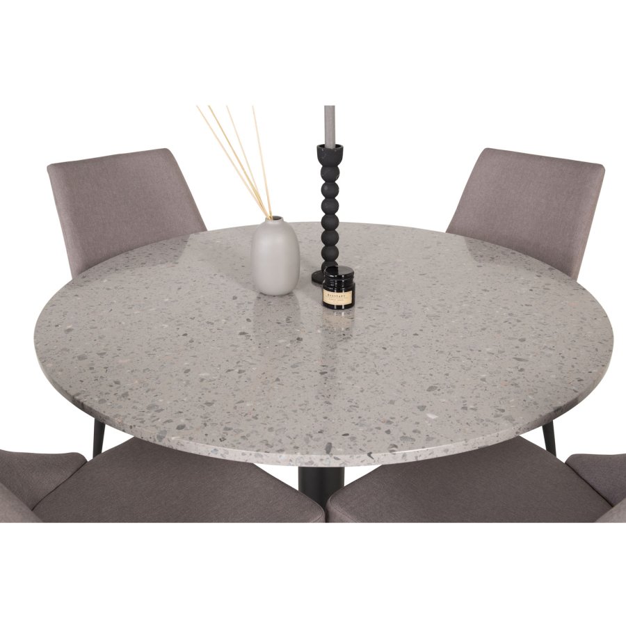 VENTURE DESIGN Leone 2.0 spisebordsstol, med armlener - gr polyester og svart metall