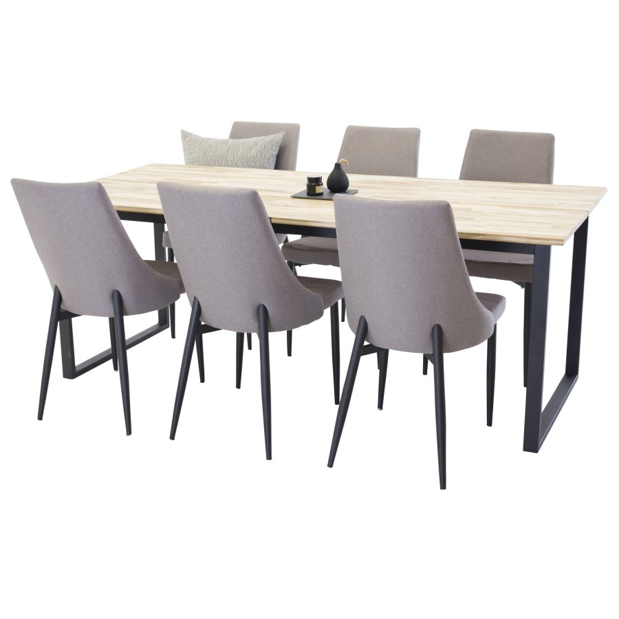 VENTURE DESIGN Leone 2.0 spisebordsstol, med armlener - gr polyester og svart metall