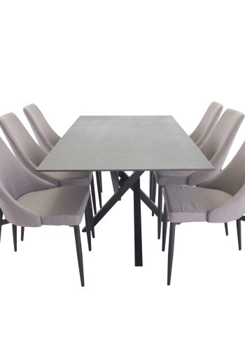 VENTURE DESIGN Leone 2.0 spisebordsstol, med armlener - gr polyester og svart metall