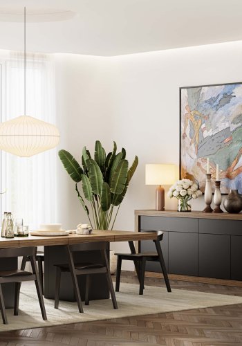 TEMAHOME Karl Skjenk - Valn�tt og sort, 4 d�rer og 2 skuffer, 245 cm