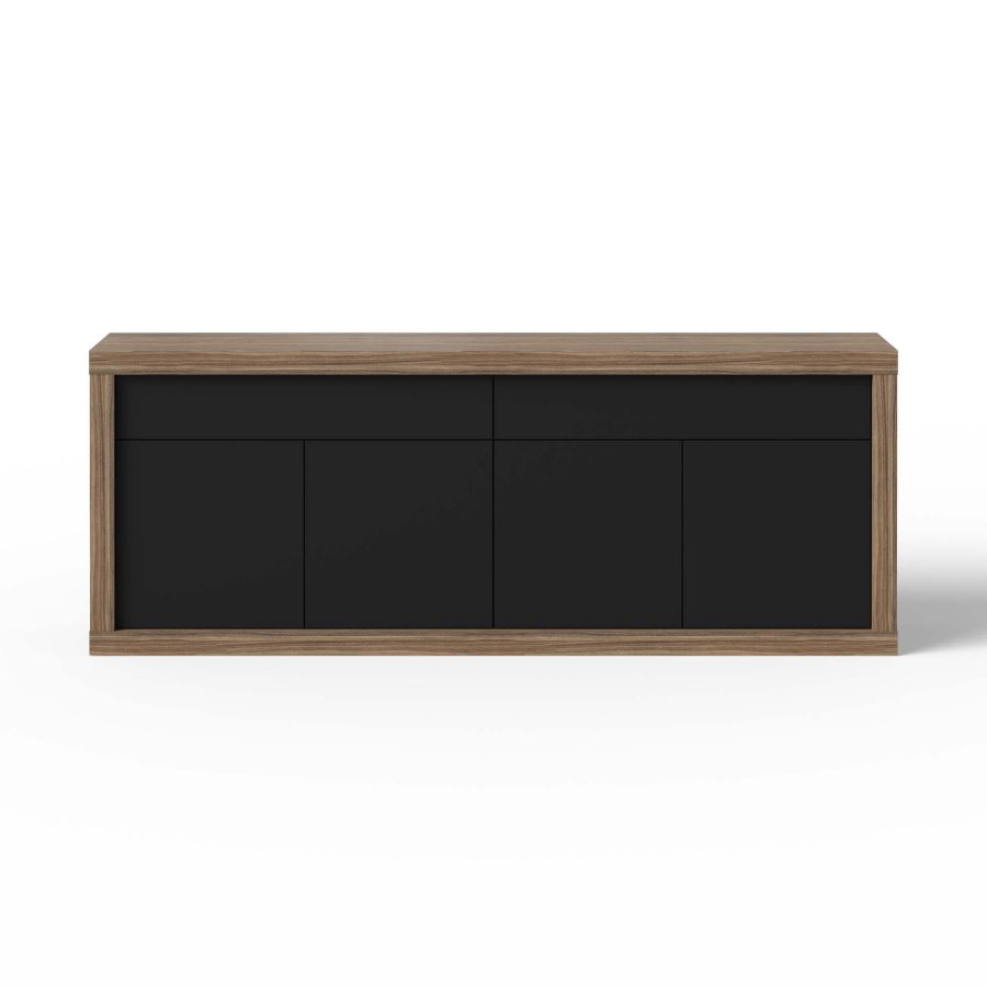 TEMAHOME Karl Skjenk - Valn�tt og sort, 4 d�rer og 2 skuffer, 245 cm