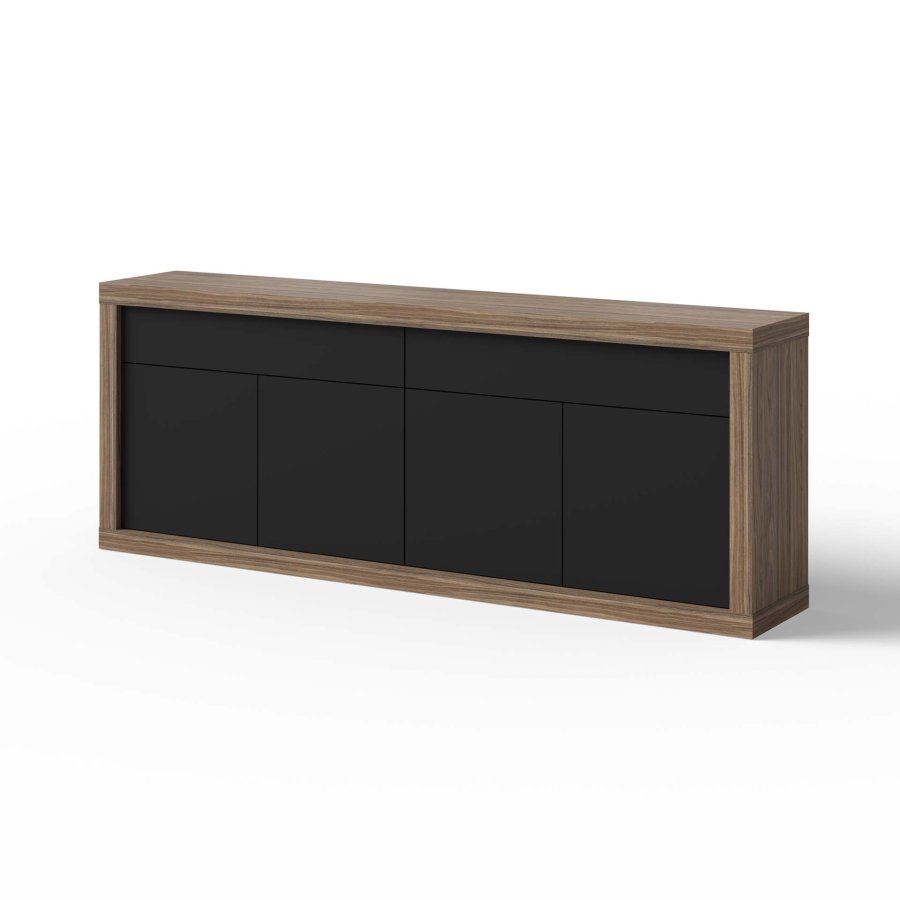 TEMAHOME Karl Skjenk - Valn�tt og sort, 4 d�rer og 2 skuffer, 245 cm