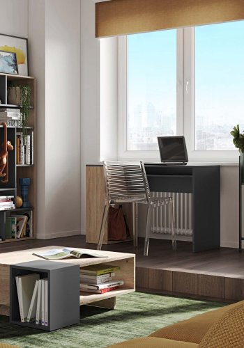 TEMAHOME Yale Schreibtisch - Schwarz/Eiche natur - 113,9x50 cm