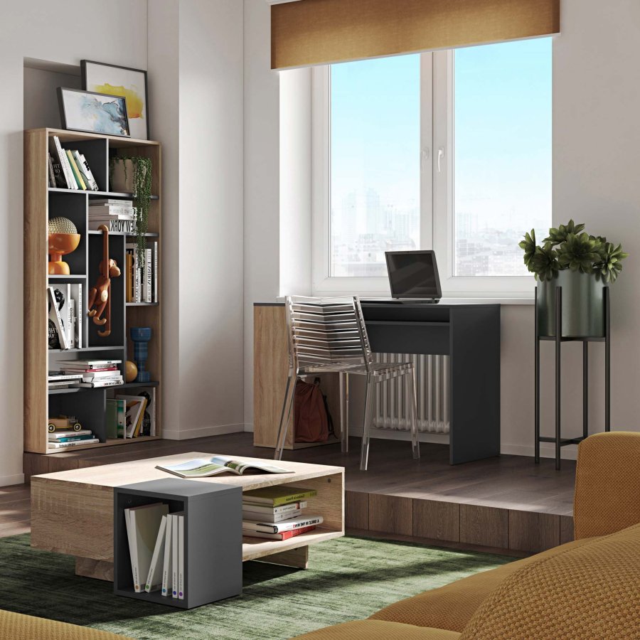 TEMAHOME Yale Schreibtisch - Schwarz/Eiche natur - 113,9x50 cm
