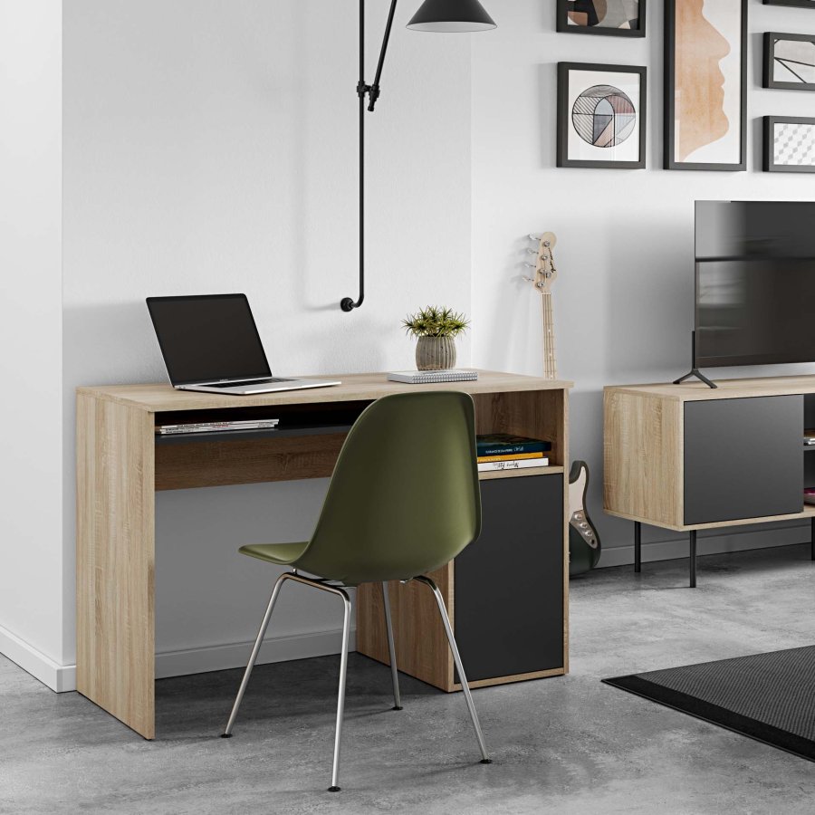 TEMAHOME Oxford Schreibtisch - Eiche Natur/Schwarz - 115x50 cm