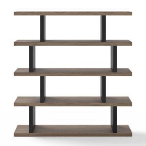 TEMAHOME Step H&ouml;g bokhylla - Valn&ouml;t och svart - 163x172 cm
