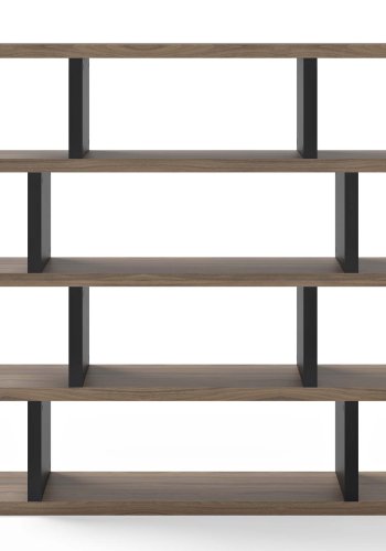 TEMAHOME Step H&ouml;g bokhylla - Valn&ouml;t och svart - 163x172 cm