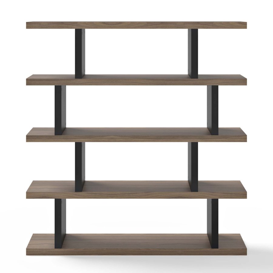 TEMAHOME Step H&ouml;g bokhylla - Valn&ouml;t och svart - 163x172 cm