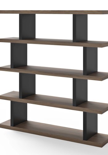 TEMAHOME Step H&ouml;g bokhylla - Valn&ouml;t och svart - 163x172 cm