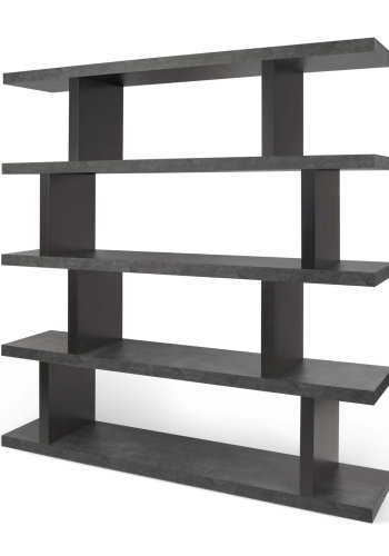 TEMAHOME Step Bokhylla H&ouml;g - Betonglook och svart - 163x172 cm