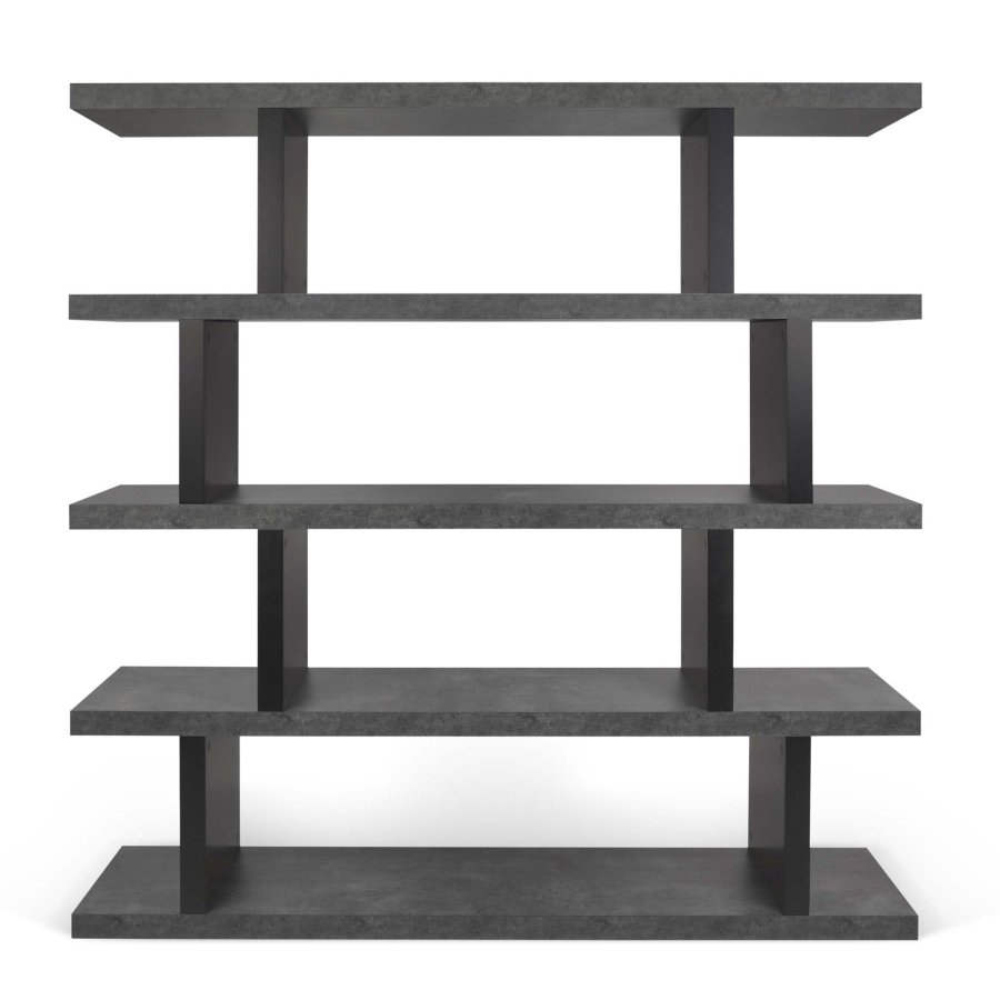 TEMAHOME Step Bokhylla H&ouml;g - Betonglook och svart - 163x172 cm