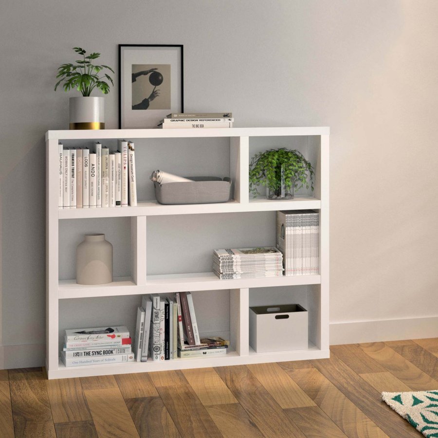 TEMAHOME Dublin Bokhylla L�g - Vit - 120x105x29 cm
