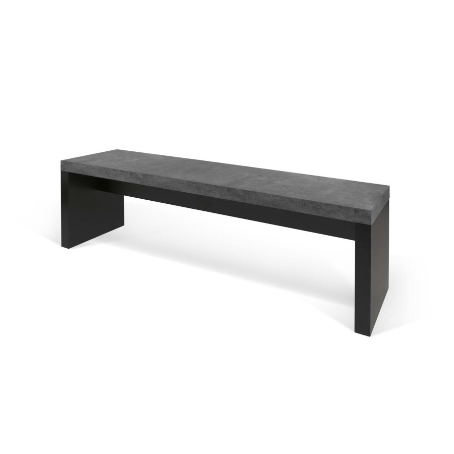 TEMAHOME Detroit Bank - 140 cm, Betonoptik und Schwarz