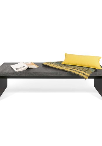 TEMAHOME Detroit Bank - 140 cm, Betonoptik und Schwarz