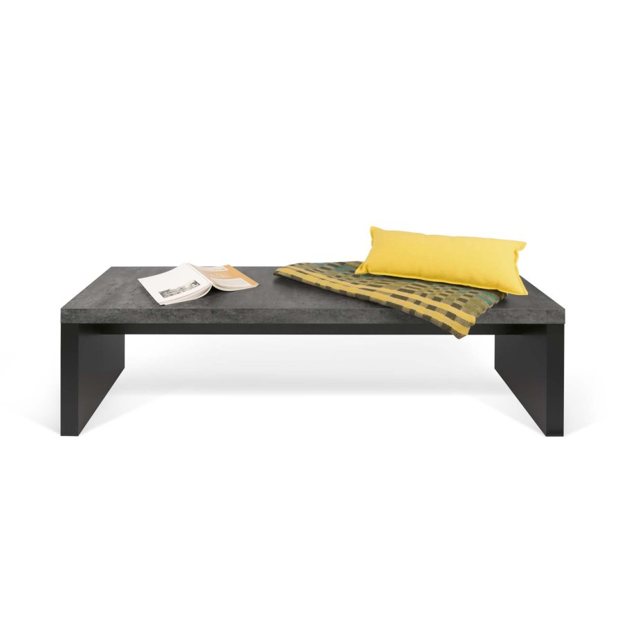 TEMAHOME Detroit Bank - 140 cm, Betonoptik und Schwarz