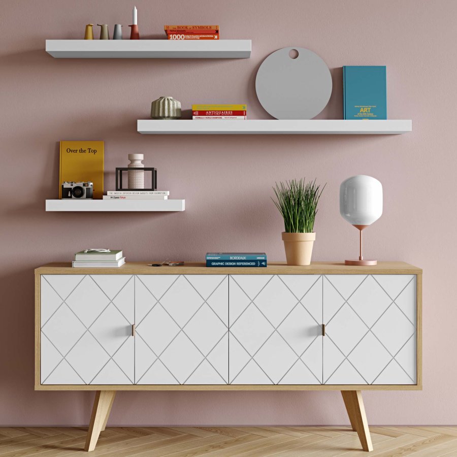 TEMAHOME Balda Wandregal - Wei&szlig;, 120 cm