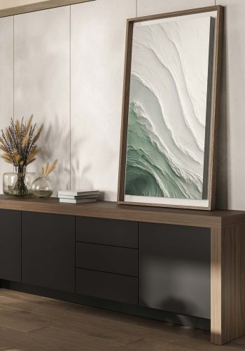 TEMAHOME Kobe Skjenk med 3 D�rer og 3 Skuffer - Valn�tt og Sort