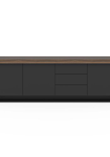 TEMAHOME Kobe Skjenk med 3 D�rer og 3 Skuffer - Valn�tt og Sort
