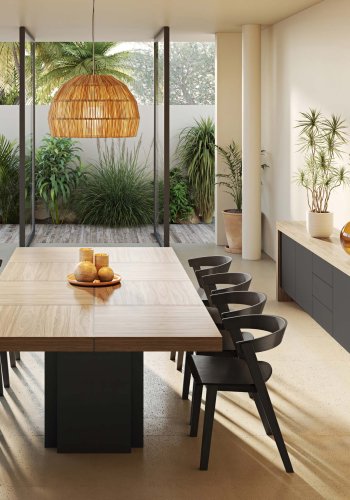 TEMAHOME Kobe Skjenk med 3 D�rer og 3 Skuffer - Valn�tt og Sort